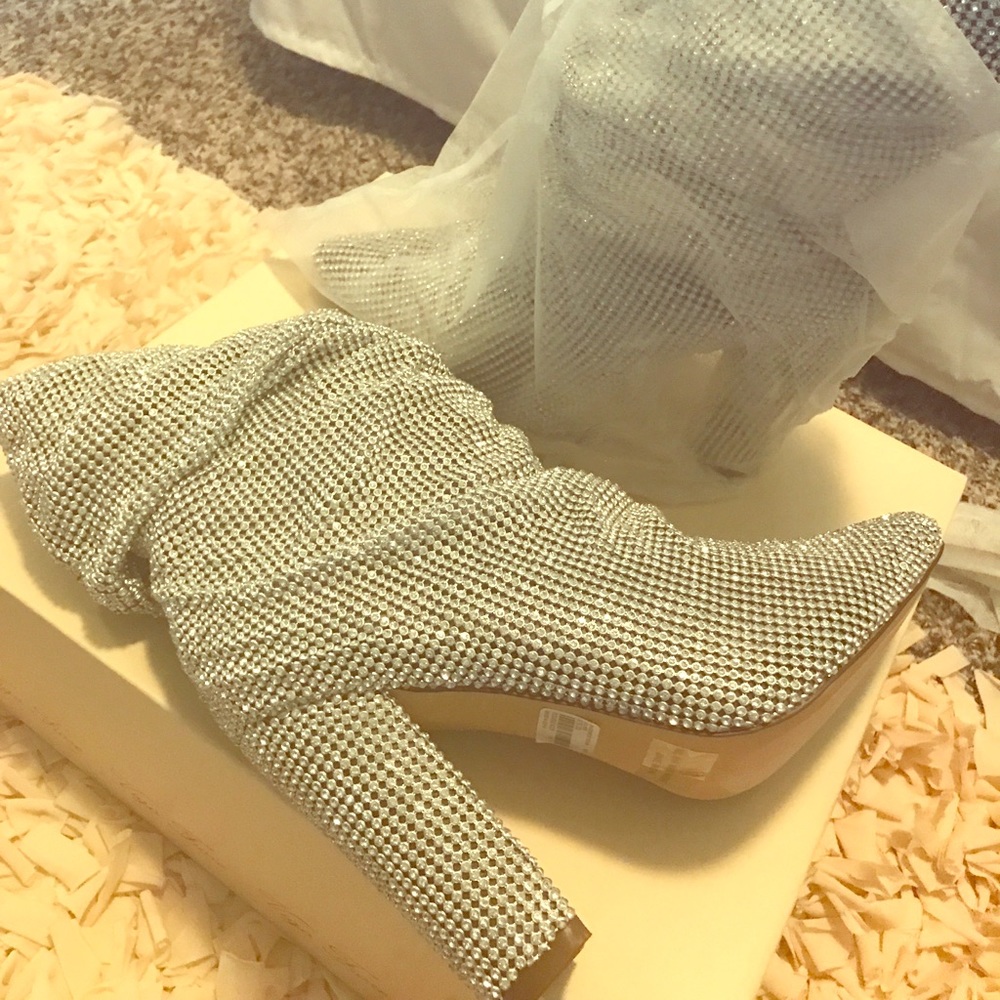 Shimmery silver booties